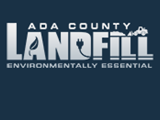 Ada County Landfill logo in white on dark blue background